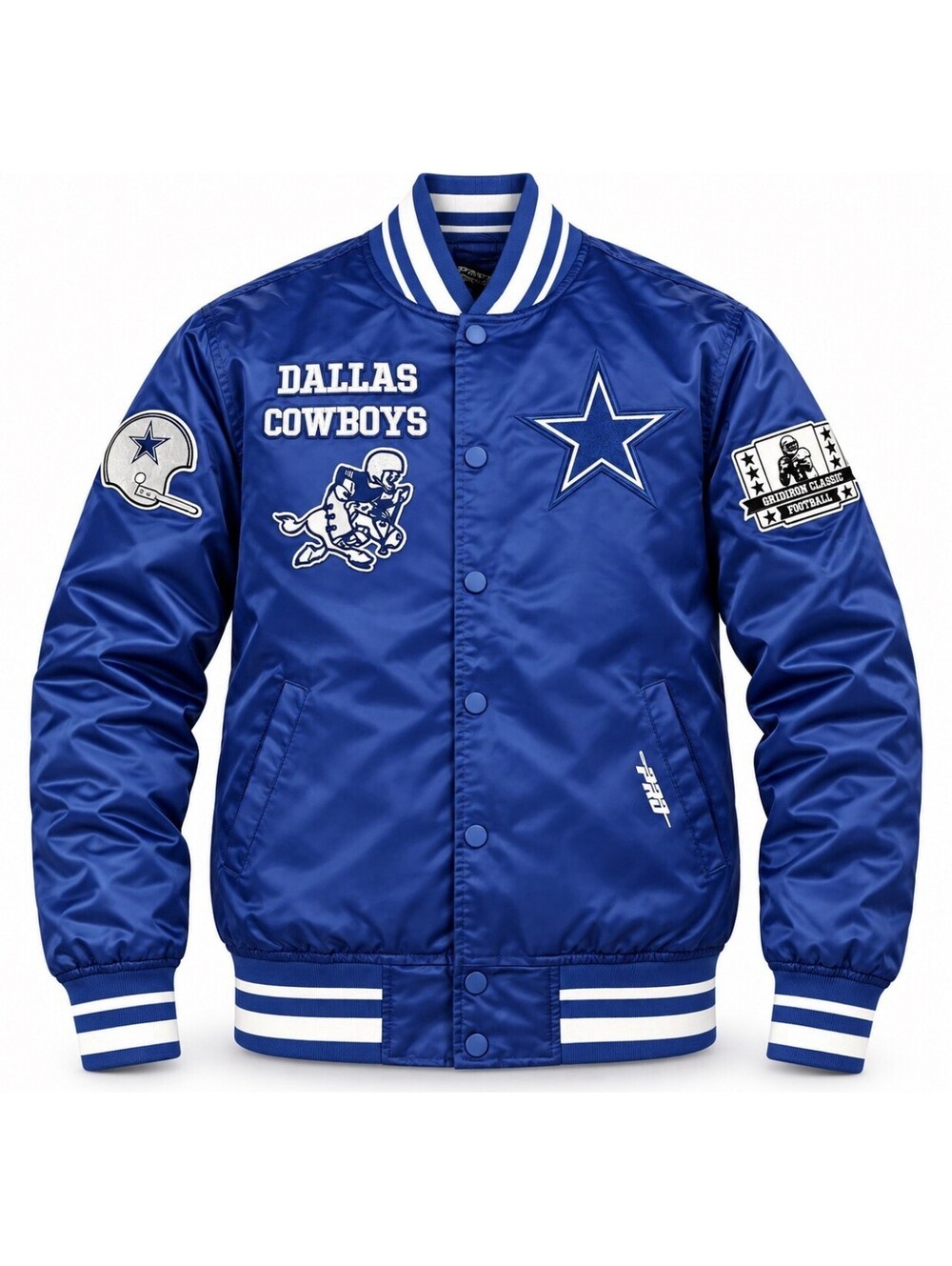 Dallas Cowboys Pro Standard Satin Bomber Jacket Mens Large Blue Button Down Rare